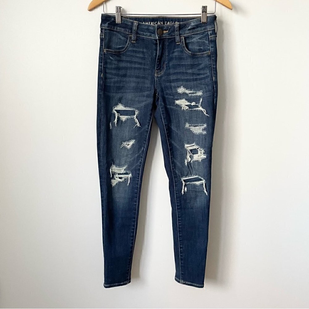 SOLD NWT American Eagle Ne(x)t Level Patched High V-Rise jegging,  Sz 4 Short - Picture 7 of 15